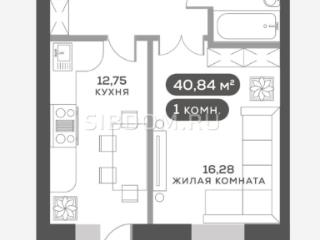 1-комн., 40.84 м², 10/17 этаж