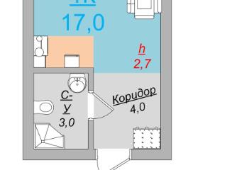 17.4 м², 4/5 этаж, 1-комн.