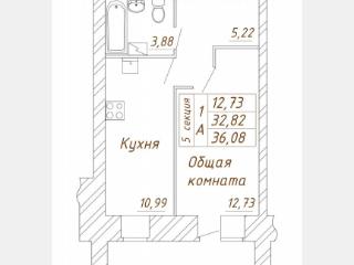1-комн., 36.1 м², 10/13 этаж